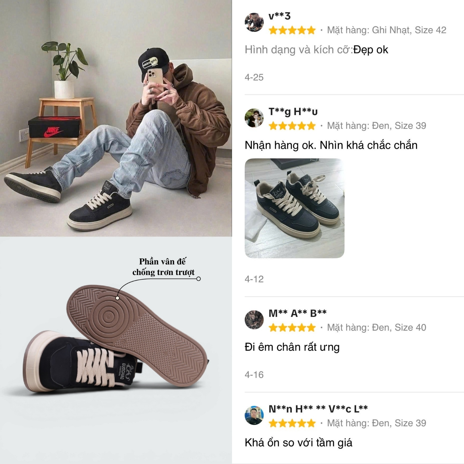 Khách hàng review giày K527 màu Đen